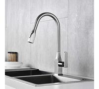 High-End Matte Brass Pull Out Kitchen Faucet Modern Square Mixer Cold & Hot Water T for Sin Slish & Kitchen Fixtures