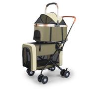 High - End Multifunctional Pet Stroller - Panoramic View, Safe, Comfortable, Essential for Convenient Travel -Pet Travel Essential(Green)