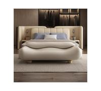 High-End Off-White Wavy Bench with Backrest - Stylish Bedroom Bed End Stool, Versatile Couch Sofa Long Stool, Comfortable Spring-Loaded Design for Home Decor