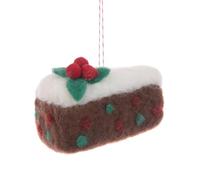 High End Quality Felt Christmas Pudding Cake Hanging Tree Decoration Christmas Tree Decoration Hanging Ornament Bauble Traditional Holiday Decor Gift Xmas Trendy With Holly Berries & Icing Accents