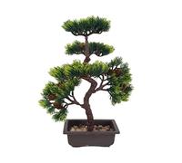 High-End Simulation Welcoming Pine Bonsai Green Plastic Plants Potted Desktop Fake Flower Set Home Decoration Garden Artificial Trees