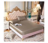 High-End Solid Color Mattress Cover Luxury Satin Fitted Sheet With Elastic Band Bed Sheet 140x190 150x190 Fit Sheet For Use In Homes and Hotels(Xiang bin jin,150x200x25cm)