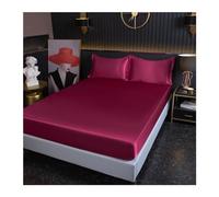 High-End Solid Color Mattress Cover Luxury Satin Fitted Sheet With Elastic Band Bed Sheet 140x190 150x190 Fit Sheet For Use In Homes and Hotels(SBX-jiu hon,200x220x25cm)