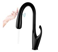 High end Touch Black Kitchen Faucet Brass Pull Out Design Three Function Single Handle Cold and hot Dual Sink Faucet(Matte Black T,G3/8)