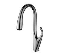 High end Touch Black Kitchen Faucet Brass Pull Out Design Three Function Single Handle Cold and hot Dual Sink Faucet(Brushed Nickel,G1/2)
