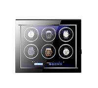 High End Watch Winder with Telescopic Watch Pillows for 6 Watches, Blue Led Illumination, LCD Touch Screen, Remote Control,15 Rotation Modes, Super Quiet Motor