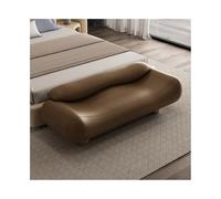 High-End Wavy Bench with Backrest - Stylish Bed End Stool for Bedroom, Sofa, Couch, and Living Room - Comfortable Spring Cushion Coffee Color