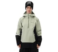 HIGH EXPERIENCE Ski Jacket Women with Recco 3L Snowboard Anorak Pullover Baggy Coat Hooded Insulated Hoodie Waterproof Warm, Matcha Green Black, Large