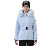 HIGH EXPERIENCE Women Ski Jacket Snowboard Fitted Slim Belted Snow Coat Warm Winter Waterproof Windproof Insulated Hooded, Light Blue, S