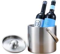 High Face Value Ice Bucket,Stainless Steel Champagne Bucket,Double Walled Ice Bucket Wine Chiller Cooler Beverage Bucket Bar Cart Insulated Lid Ice Buckets/3L