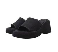 High Fashion Sandals Sandals That Hide Toes Women's Summer Mouth Thick Bottom One Line Top Shallow Mouth Slippers Slippers Orthopaedic Ladies Womens Comfy (Black, 4.5)