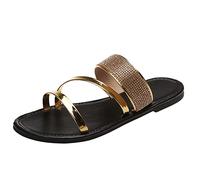 High Fashion Sandals Womens Wide Fit Sandals UK Roman Color Fashion Shoes Solid Ladies Shoes Flat Women's Girls Black Size 4 Women's Size 6 (Gold, 4.5)