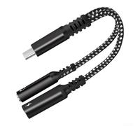 High-Fidelity USB Headphone Charging Adapter Clear Sound(Black) | Simultaneous audio and charging, aluminium build, compact 13.5cm size, travel friendly, fit