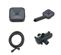 High Flow ABS Shower Head Kit 2 in 1Handheld Set with Long Hose, 3Way Water Distributor, Complete Shower Accessories(Black)