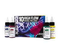 High Flow Acrylics by GOLDEN, High Flow Mixing Set, 10 Colors, Professional Acrylic Paint