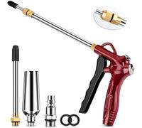 High Flow Air Blow Gun with Adjustable 8-14 Inch Extension, Upgraded Red Air Nozzle Blower Gun w/Powerful Venturi Nozzle &1/4'' Standard Quick Plug, Dust Cleaning Gun for Air Compressor Accessories