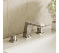 High Flow Chrome Bathroom Sink Faucet Roman Waterfall Style 3 Hole Deck Mount with Double Handle Control for Elegant Waterfall Experience