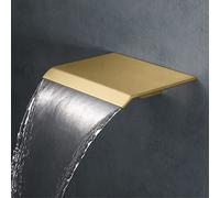High Flow Wall Mount Bathroom Sink Faucet 7.8" Solid Brass Waterfall Spout Chrome Finish Modern Tub Filler Fixture Elegant Design for Luxury Bathrooms (Rushed Gold)
