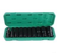 High for Carbon Steel 15PC Socket Set 1/2 Inch Drive High for(A)