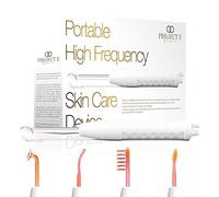 High Frequency Wand by Project E Beauty | Neon (Orange) | Anti-Aging | Tighter & Firmer Skin | Reduced Puffy Eyes | Prevent Hair Loss | 4 Applicators