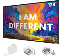 High gain Projector Screen Material - for DIY Frame or Wall Mounted - 2.6X Brightness and High Contrast 30% ALR - 128 inch 16:9 White Screen - by SilverMagic