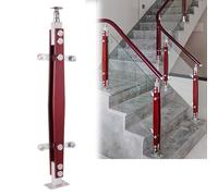 High Glass Railing Posts, Solid Wood and Stainless Steel Indoor Outdoor Step Posts, Glass Fence Clips for 8-12MM Glazing, 33.5/41.3 Inch, 85CM Height