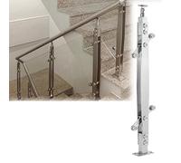 High Glass Railing Posts, Solid Wood and Stainless Steel Indoor Outdoor Step Posts, Glass Fence Clips for 8-12MM Glazing, 33.5/41.3 Inch, 85CM Height
