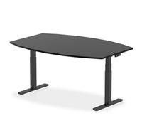 High Gloss 1800 Writable Boardroom Table Black/Black Height Adjustable