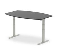 High Gloss 1800mm Writable Boardroom Table Black Top Silver Leg