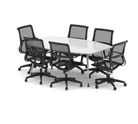 Lucia High Gloss 1800mm Writable Boardroom Table White Top with Set of Six Lula