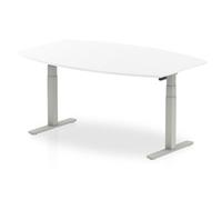 High Gloss 1800mm Writable Boardroom Table White Top Silver Leg