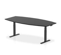 High Gloss 2400 Writable Boardroom Table Black/Black Height Adjustable