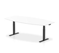 High Gloss 2400 Writable Boardroom Table White/Black Height Adjustable