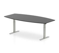 High Gloss 2400mm Writable Boardroom Table Black Top Silver Leg