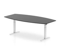 High Gloss 2400mm Writable Boardroom Table Black Top White Leg