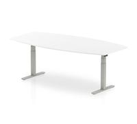 High Gloss 2400mm Writable Boardroom Table White Top Silver Leg
