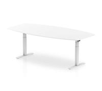 High Gloss 2400mm Writable Boardroom Table White Top White Leg