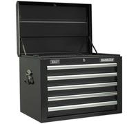 660 x 435 x 490mm BLACK 5 Drawer Topchest Tool Chest Storage Unit - High Gloss