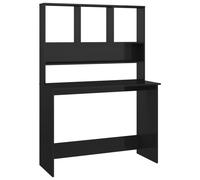 (high gloss black) vidaXL Desk with Shelves Chipboard Computer Workstation Desk Multi Colours