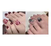 High-Gloss French Tips Fake Toenails with Arches Design Square Press On Toenails Toenails Women Full Covers Press For Women