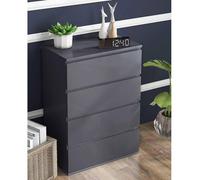 HOMCOM Bedroom Chest of Drawers, High Gloss 4 Drawers Dresser, Grey
