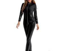 High Gloss Latex Catsuit Exciting Clubwear Stretch PVC Jumpsuit for a Daring and Confident Woman, darkgray, 5XL
