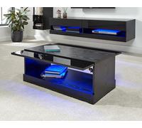 High Gloss Lift Up Coffee Table With LED Lights - Black, Grey or White Colour