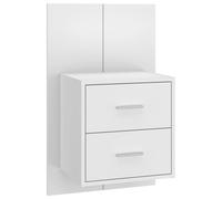 vidaXL Wall-mounted Bedside Cabinet High Gloss White, White