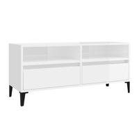 vidaXL 2 Drawer 2 Shelf High Gloss White TV Cabinet - Size: 44.5 x 100 x 34.5cm - Wilko