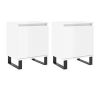 (high gloss white, 2 pcs) vidaXL Bedside Cabinet Bedside Table Nightstand Smoked Oak Engineered Wood
