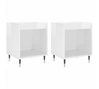 vidaXL Bedside Cabinets 2 pcs High Gloss White 40x35x50 cm Engineered Wood, White