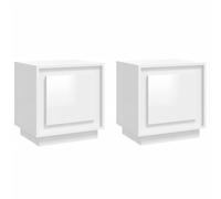 vidaXL Bedside Cabinets in High Gloss White - Free-Standing Engineered Wood Cabinets with Adjustable Doors 44x35x45cm for Bedroom or Living Room