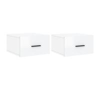 Vidaxl Wall-mounted Bedside Cabinets 2 Pcs High Gloss White 35X35X20 Cm, White