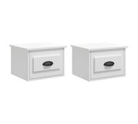 (high gloss white, 2 pcs) vidaXL Wall-mounted Bedside Cabinets Floating Nightstand Bedroom Side Table